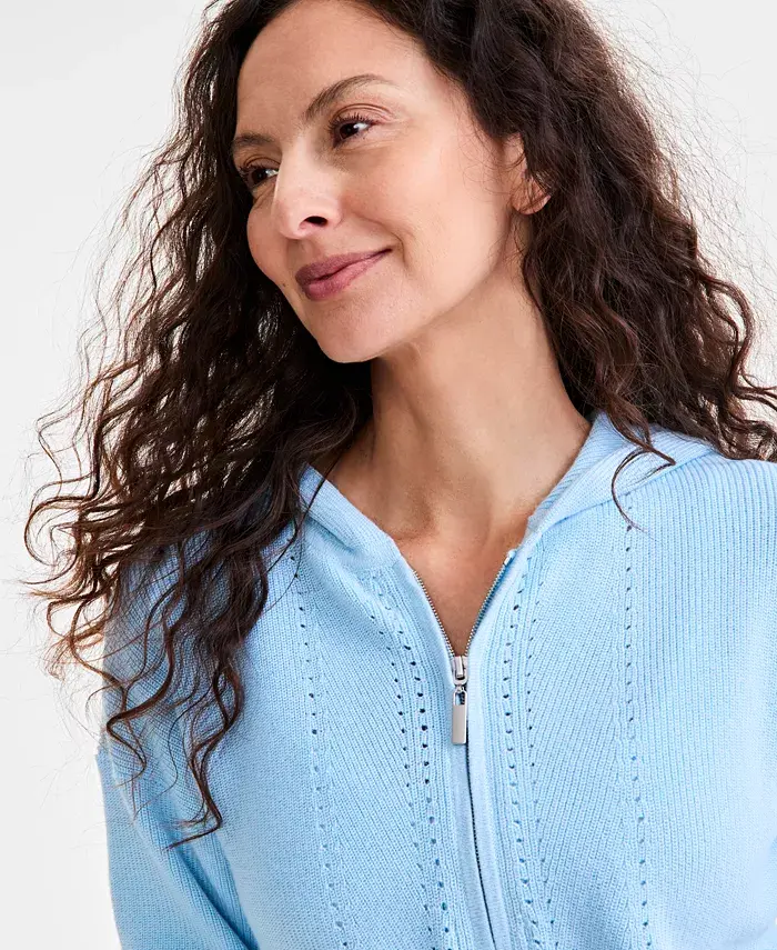 Style & Co Women's Front-Zip Long-Sleeve Hoodie Sweater Exclusively At Macy's Women's Fashion Shoes & Accessories