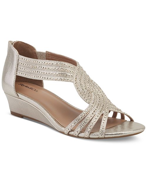 Style & Co Women's Ginifur Embellished Strappy Wedge Sandals Created for Macy's Women's Fashion Shoes & Accessories