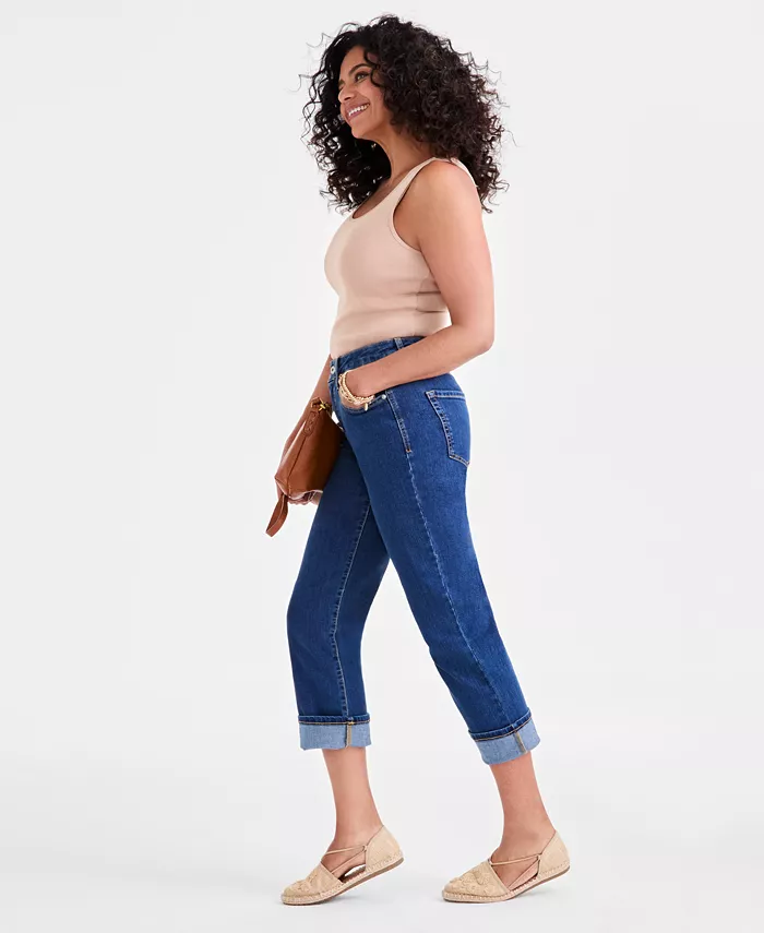 Style & Co Women's High-Rise Cuffed Capri Jeans Exclusively At Macy's Women's Fashion Shoes & Accessories
