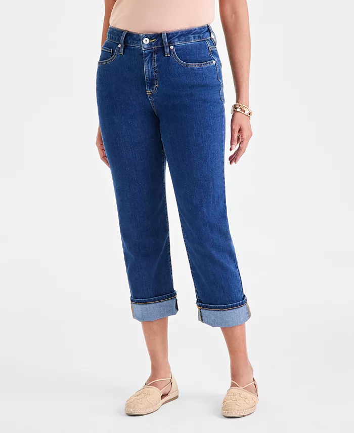 Style & Co Women's High-Rise Cuffed Capri Jeans Exclusively At Macy's Women's Fashion Shoes & Accessories