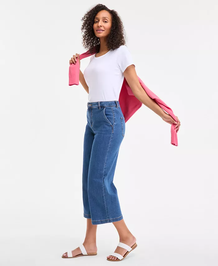 Style & Co Women's High-Rise Wide-Leg Crop Jeans Created For Macy's Women's Fashion Shoes & Accessories