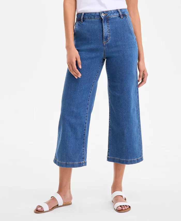 Style & Co Women's High-Rise Wide-Leg Crop Jeans Created For Macy's Women's Fashion Shoes & Accessories