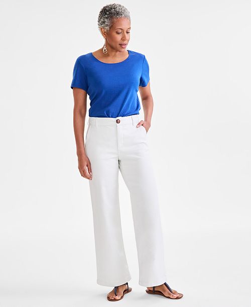 Style & Co Women's High Stretch Mid-Rise Wide-Leg Pants Exclusively at Macy's Women's Fashion Shoes & Accessories