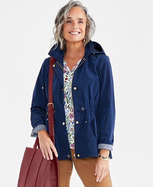 Style & Co Women's Hooded Anorak Created For Macy's Women's Fashion Shoes & Accessories