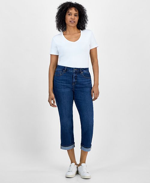 Style & Co Women's Mid-Rise Curvy Capri Jeans Exclusively at Macy's Women's Fashion Shoes & Accessories