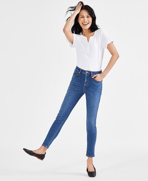 Style & Co Women's Mid-Rise Curvy Skinny Jeans Created for Macy's Women's Fashion Shoes & Accessories