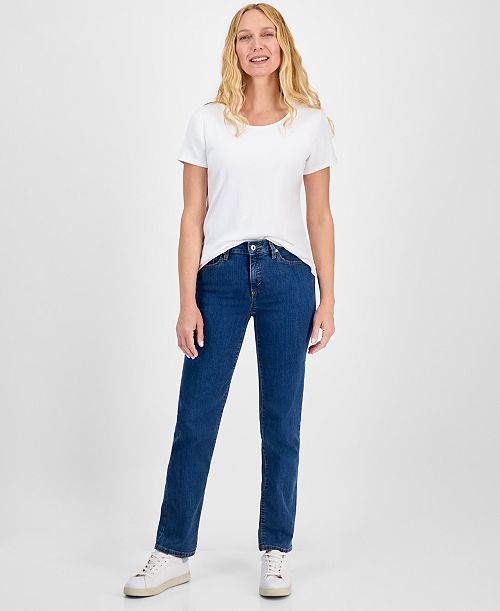 Style & Co Women's Mid-Rise Straight-Leg Denim Jeans Exclusively at Macy's Women's Fashion Shoes & Accessories