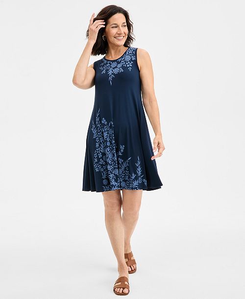 Style & Co Women's Printed Sleeveless Flip-Flop Dress Exclusively at Macy's Women's Fashion Shoes & Accessories