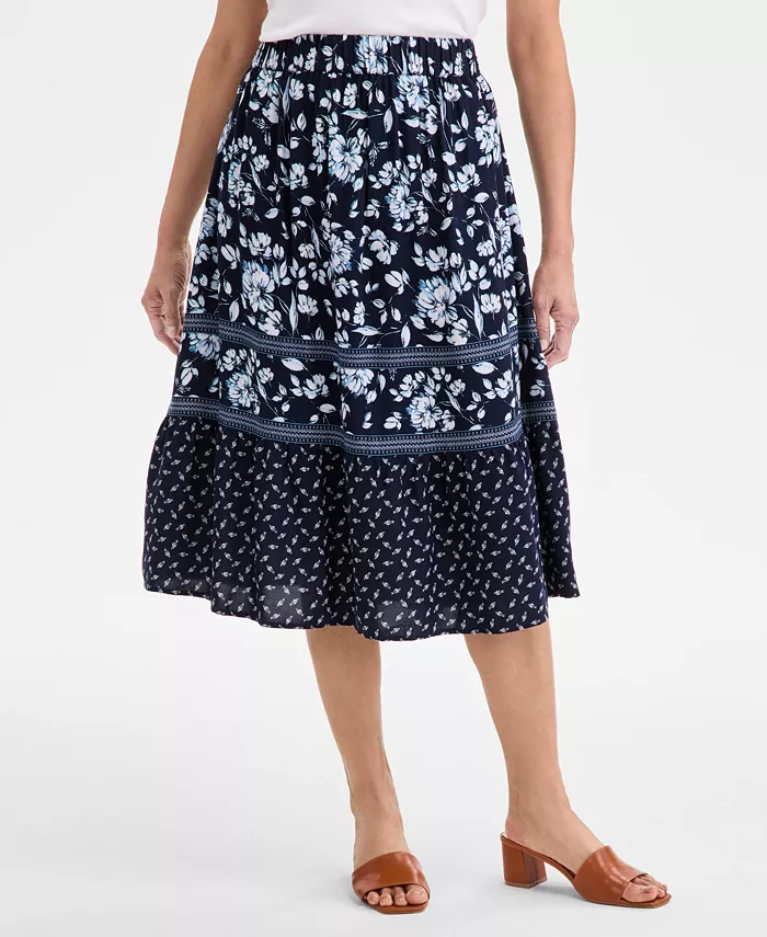 Style & Co Women's Printed Tiered Skirt Exclusively At Macy's Women's Fashion Shoes & Accessories