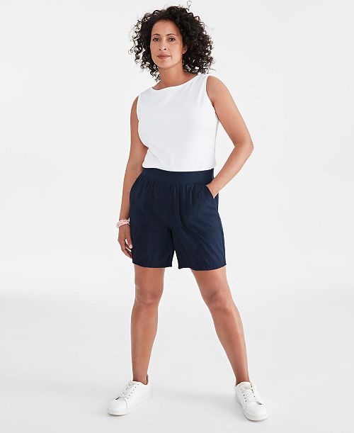 Style & Co Women's Pull-On Utility-Pocket Shorts Created For Macy's Women's Fashion Shoes & Accessories