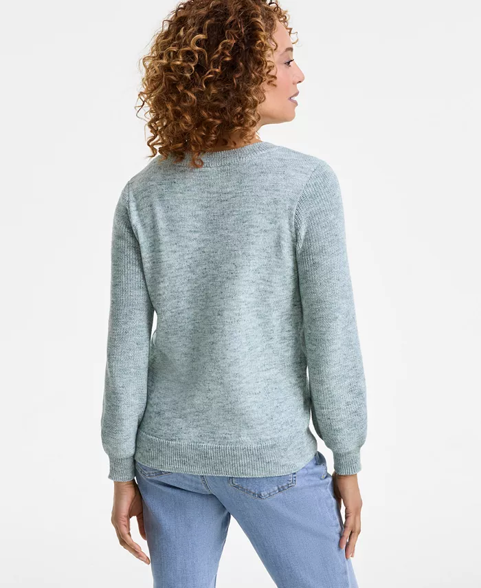 Style & Co Women's Space-Dyed V-Neck Sweater Created For Macy's Women's Fashion Shoes & Accessories