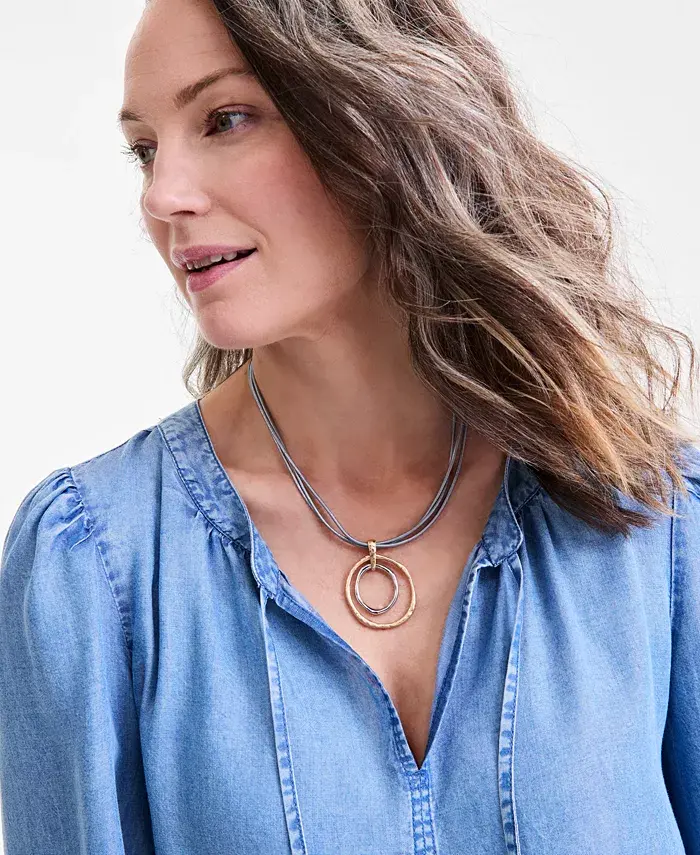 Style & Co Women's Split-Neck 3/4-Sleeve Top Exclusively At Macy's Women's Fashion Shoes & Accessories