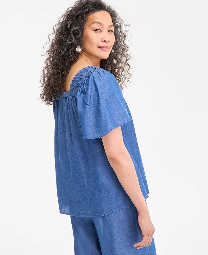 Style & Co Women's Square-Neck Top Exclusively At Macy's Women's Fashion Shoes & Accessories