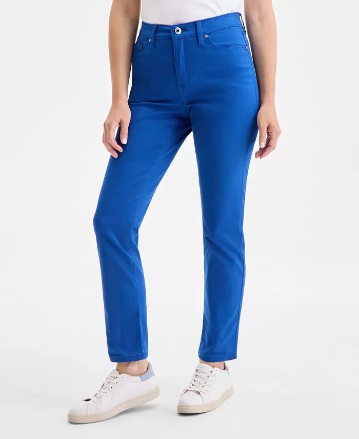 Style & Co Women's Straight-Leg High Rise Twill Pants Created For Macy's Women's Fashion Shoes & Accessories