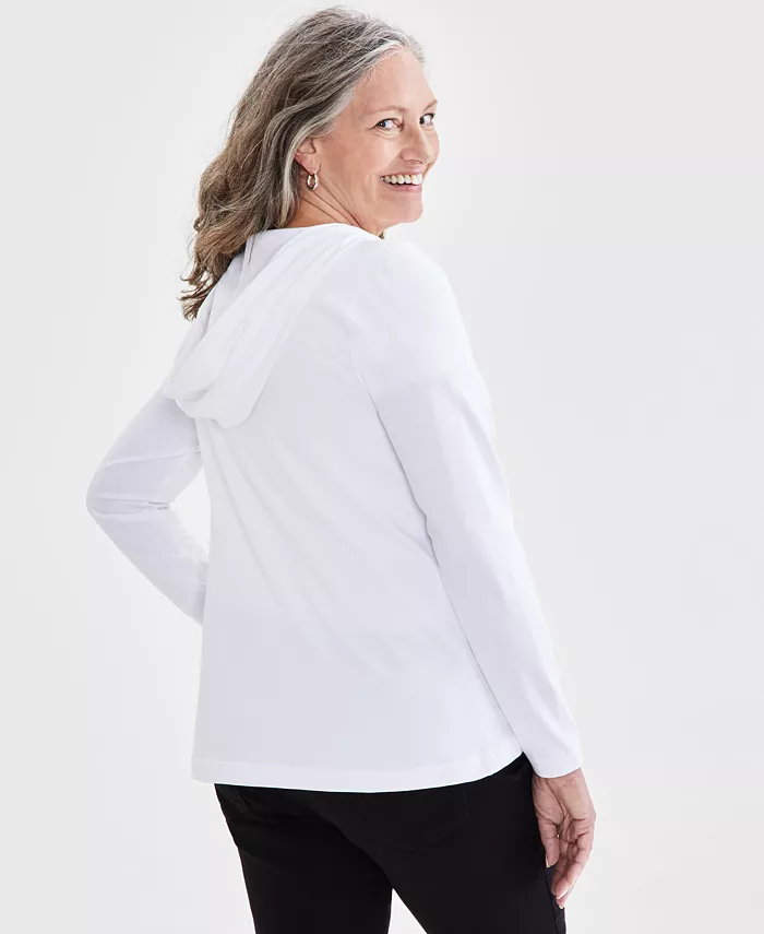 Style & Co Women's Zip-Front Hooded Sweatshirt Created For Macy's Women's Fashion Shoes & Accessories