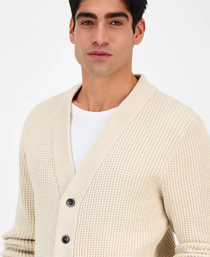 Sun + Stone Men's Long Sleeve Waffle Knit Cardigan Sweater Exclusively At Macy's Men's Fashion & Accessories
