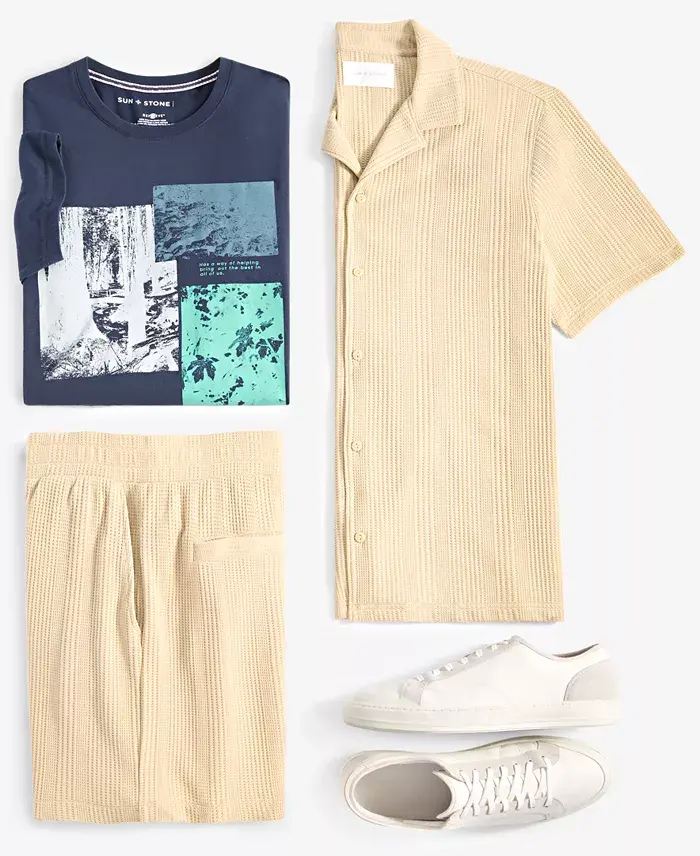 Sun + Stone Men's Shirt Graphic T-Shirt & Shorts Exclusively At Macy's Men's Fashion & Accessories