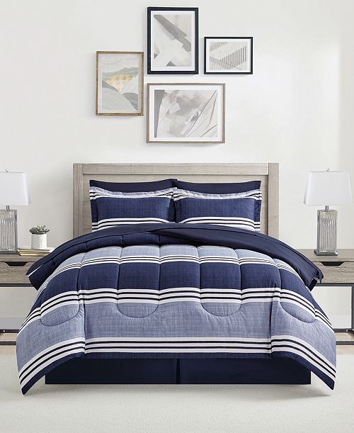 Sunham Aiden Striped 8-Pc. Comforter Sets Exclusively at Macy's Bed & Bath