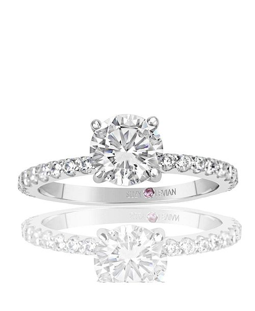 Suzy Levian New York Suzy Levian Sterling Silver Cubic Zirconia Round Cut Bridal Engagement Ring Jewelry & Watches