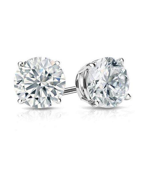 Suzy Levian New York Suzy Levian Sterling Silver Cubic Zirconia Round-Cut Classic Stud Earrings Jewelry & Watches