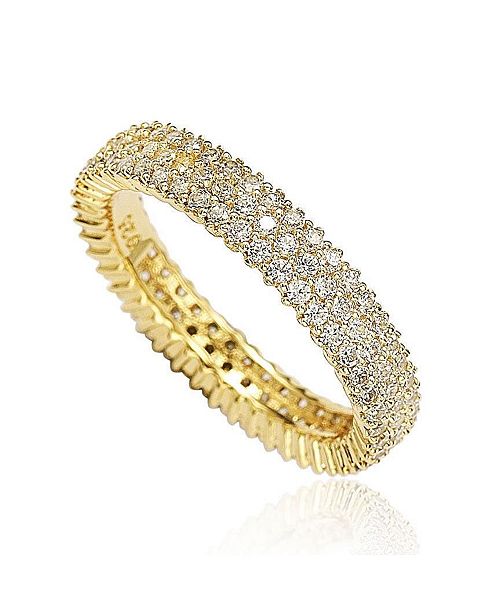 Suzy Levian New York Suzy Levian Sterling Silver Micro-Pave White Cubic Zirconia Eternity Band Ring Jewelry & Watches