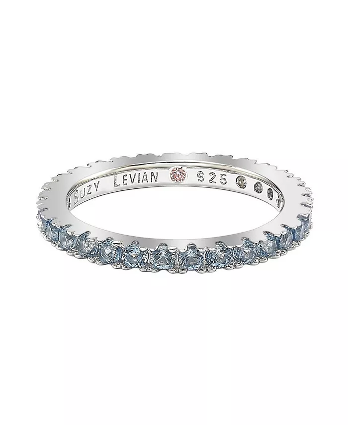 Suzy Levian New York Suzy Levian Sterling Silver Thin Cubic Zirconia Eternity Band Ring Jewelry & Watches
