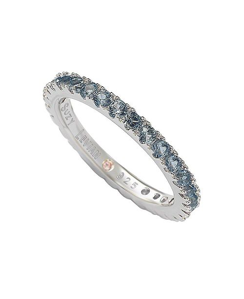 Suzy Levian New York Suzy Levian Sterling Silver Thin Cubic Zirconia Eternity Band Ring Jewelry & Watches