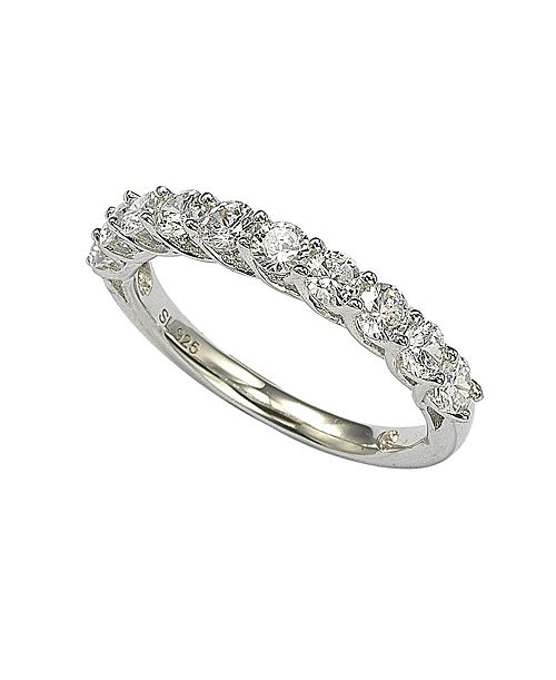 Suzy Levian New York Suzy Levian Sterling Silver White Cubic Zirconia Half Band Ring Jewelry & Watches