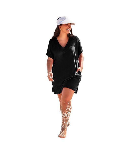 Swimsuits for All Women's French Terry Lightweight Cover Up Tunic Women's Fashion Shoes & Accessories