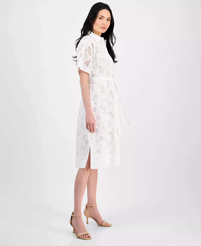 T Tahari Women's Cotton Button-Front Dress Women's Fashion Shoes & Accessories