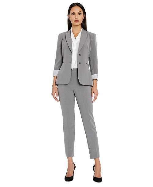 Tahari ASL Notched Two-Button Blazer & Shannon Suit Pants Women's Fashion Shoes & Accessories