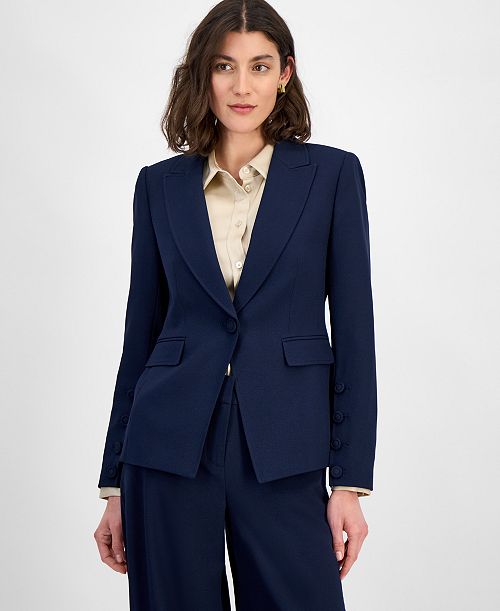 Tahari ASL Women's Peak-Lapel Button-Cuff Jacket Regular & Petite Women's Fashion Shoes & Accessories