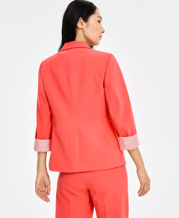 Tahari ASL Women's Peak-Lapel Roll-Tab Button-Front Jacket Women's Fashion Shoes & Accessories