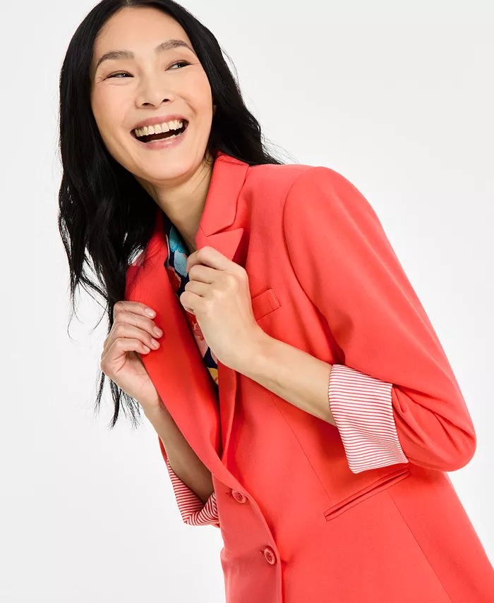Tahari ASL Women's Peak-Lapel Roll-Tab Button-Front Jacket Women's Fashion Shoes & Accessories