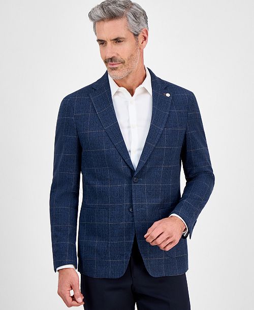 Tom Baine Men's Slim-Fit Plaid Stretch Sport Coat Men's Fashion & Accessories
