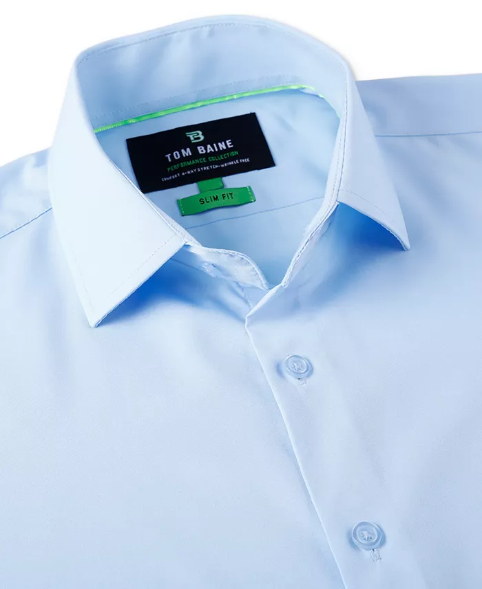 Tom Baine Men's Slim Fit Short Sleeve Performance Button Down Dress Shirt Men's Fashion & Accessories