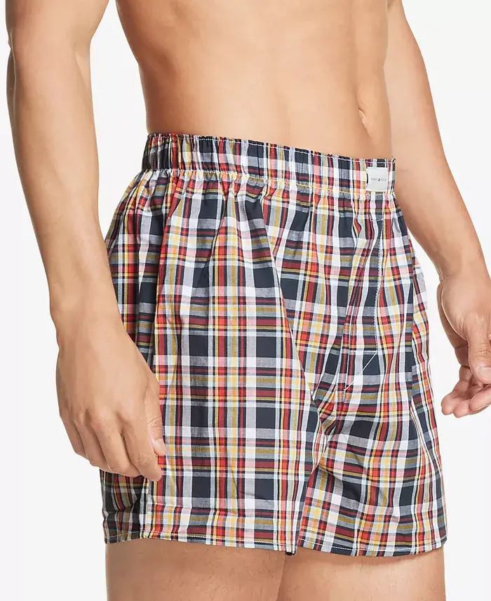 Tommy Hilfiger Men's 3-Pack Classic Printed Cotton Poplin Boxers Men's Fashion & Accessories