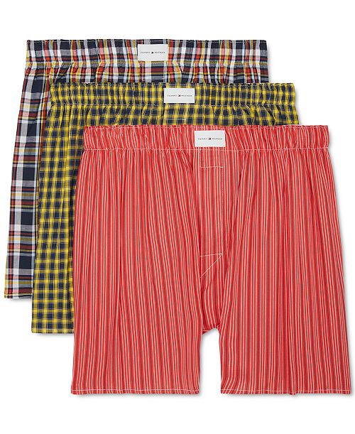 Tommy Hilfiger Men's 3-Pack Classic Printed Cotton Poplin Boxers Men's Fashion & Accessories