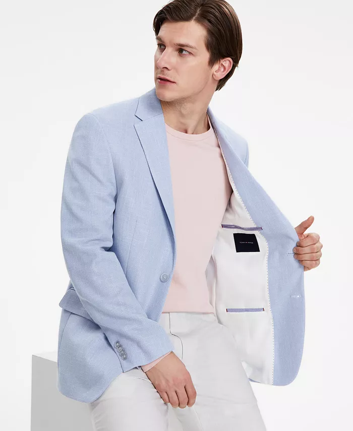 Tommy Hilfiger Men's Blue Solid Modern-Fit Sport Coat Men's Fashion & Accessories