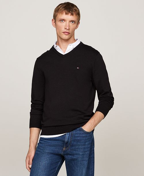Tommy Hilfiger Men's Essential Solid V-Neck Sweater Men's Fashion & Accessories