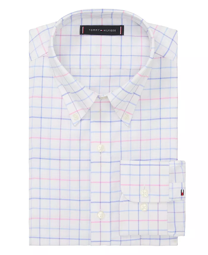 Tommy Hilfiger Men's Flex Wrinkle Free Stretch Pinpoint Dress Shirt Men's Fashion & Accessories