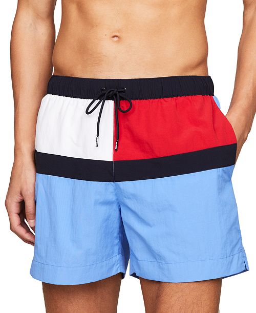 Tommy Hilfiger Men's Long Drawstring Flag 7" Swim Trunks Men's Fashion & Accessories