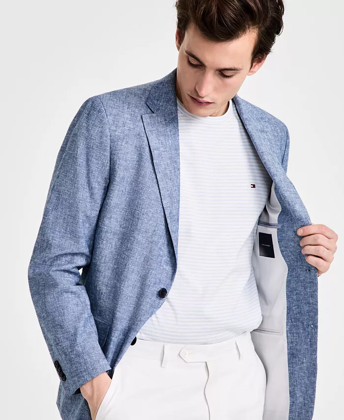 Tommy Hilfiger Men's Modern-Fit Linen Sport Coat Men's Fashion & Accessories