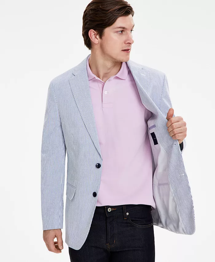 Tommy Hilfiger Men's Modern-Fit Seersucker Sport Coat Men's Fashion & Accessories