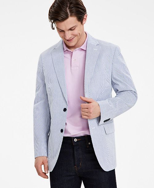 Tommy Hilfiger Men's Modern-Fit Seersucker Sport Coat Men's Fashion & Accessories