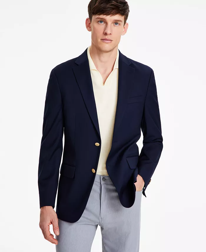 Tommy Hilfiger Men's Modern-Fit Solid Navy Blazer Men's Fashion & Accessories