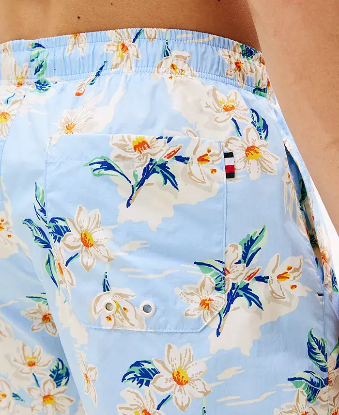 Tommy Hilfiger Men's Print Drawstring 5" Swim Trunks Men's Fashion & Accessories