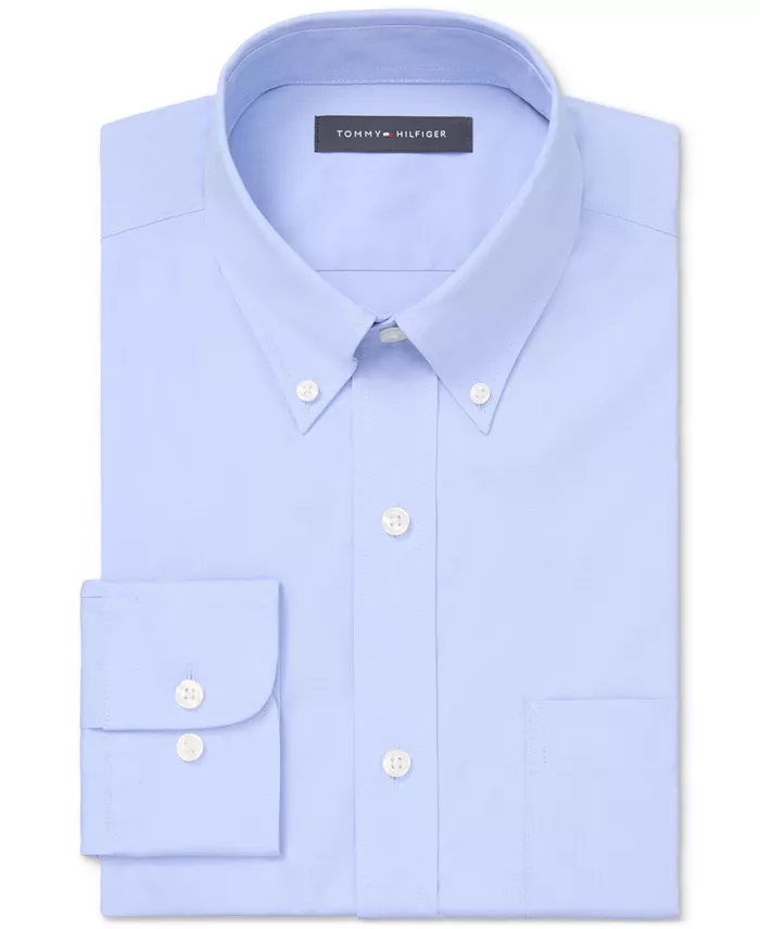 Tommy Hilfiger Men's Regular Fit Wrinkle Resistant Stretch Dress Shirt Men's Fashion & Accessories
