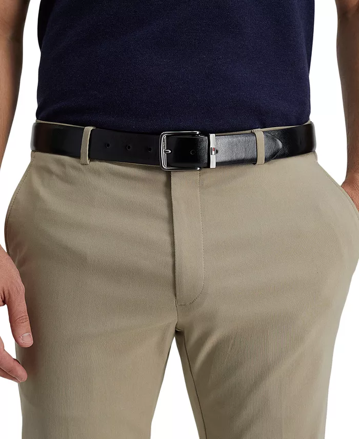 Tommy Hilfiger Men's Reversible Harness Buckle Stretch Belt Men's Fashion & Accessories
