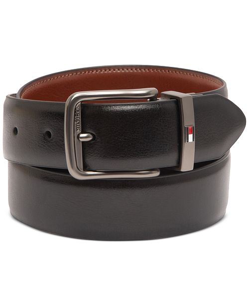Tommy Hilfiger Men's Reversible Harness Buckle Stretch Belt Men's Fashion & Accessories